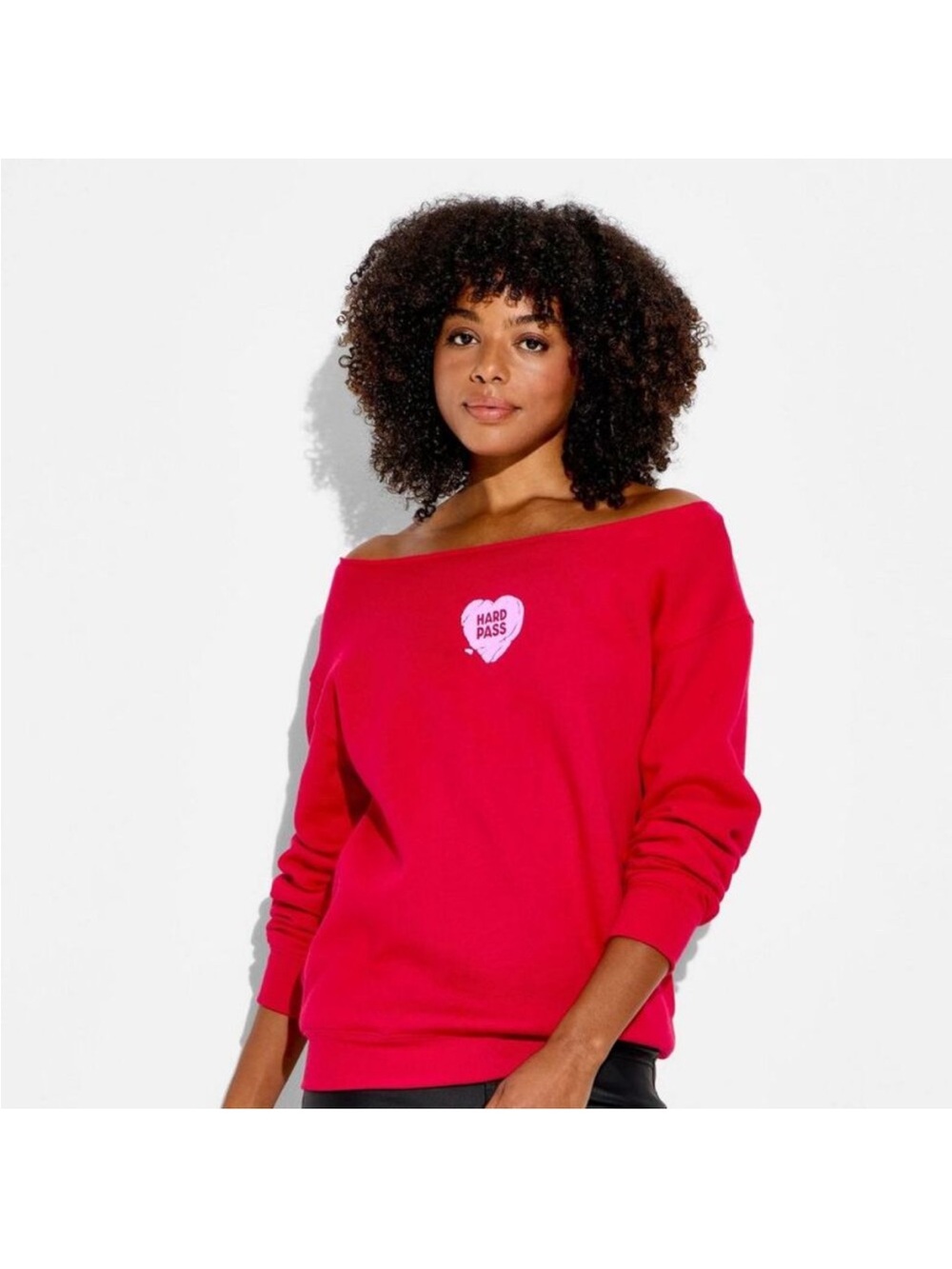 Wild Fable Off-Shoulder Red Women's Sweatshirt NWT